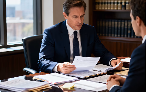 Attorney discussing defense strategy